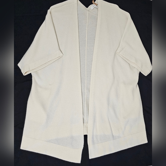 Lark & Ro Sweaters - Lark & Ro 100% Cashmere Cream Open Front Cardigan Kimono Sleeve Sweater M/L